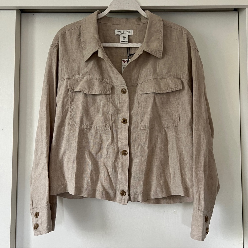 Rachel Zoe Tan Linen Top
